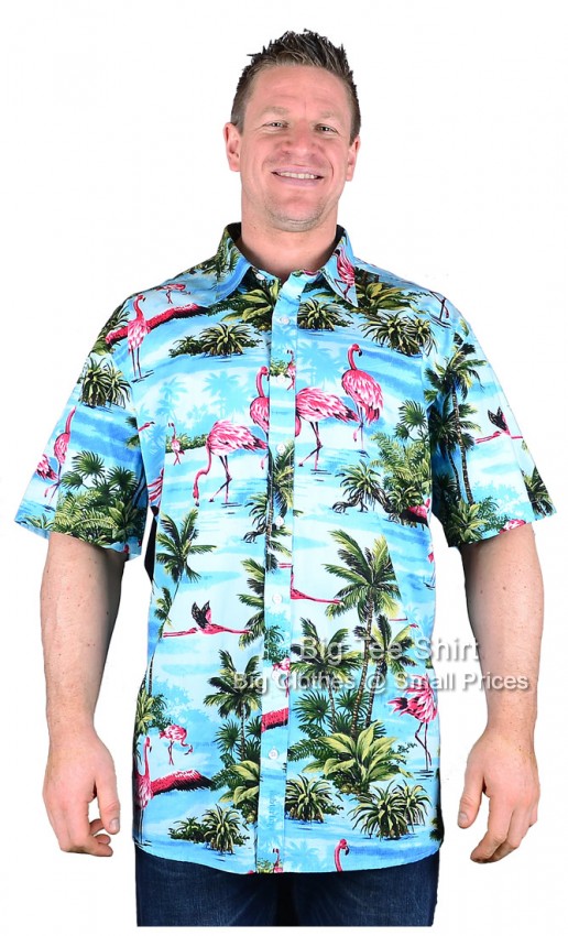 Blue Subterfuge Flamingo Short Sleeve Shirt