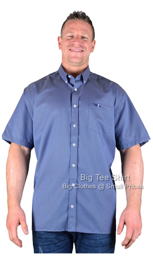 Bird Microdot Short Sleeve Shirt | Navy | 3Before8 | 6XL
