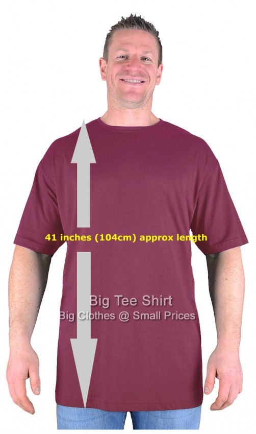 Wine Red Big Tee Shirt Long Tall T Shirt/Nightshirt