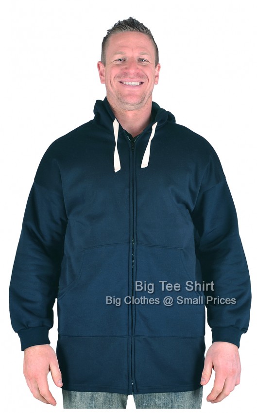 Navy Blue Big Tee Shirt Zip-Up Hoodie