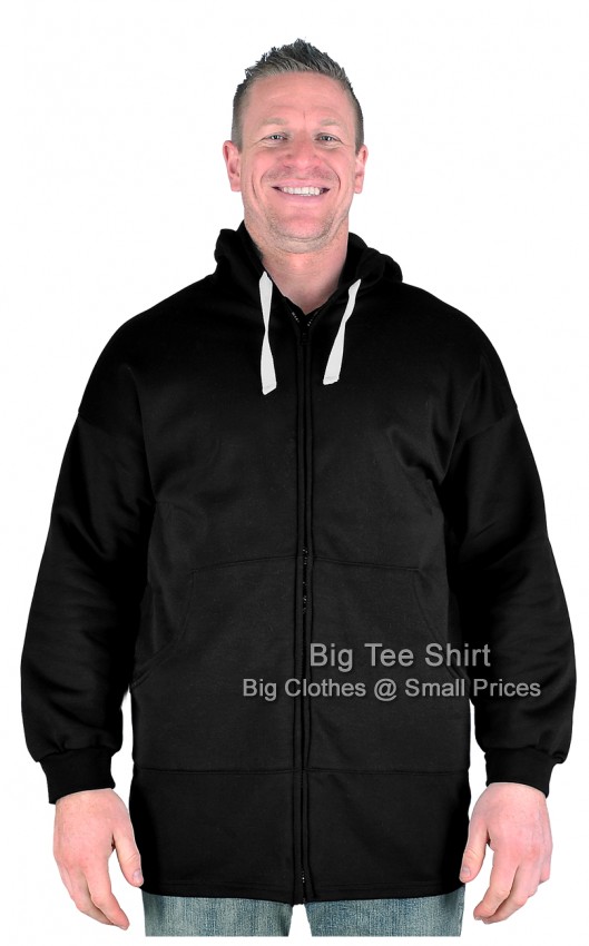 Black Big Tee Shirt Zip-Up Hoodie 
