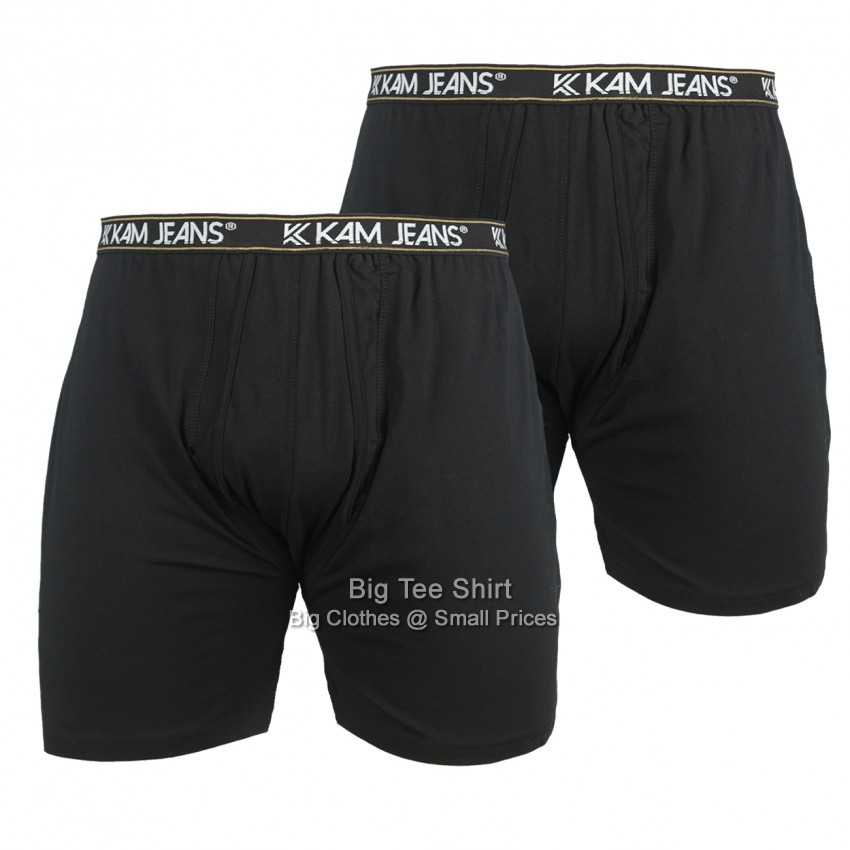 Image is two black in colour boxer shorts.
