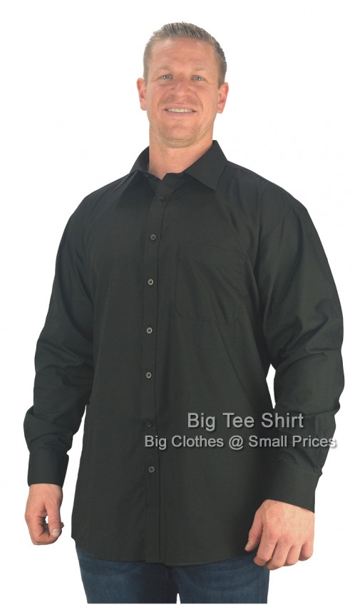 Black Espionage Myles Long Sleeve Plain Shirt