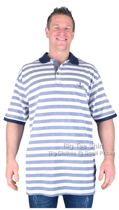 Navy Striped Kam Richards Striped Polo Shirt