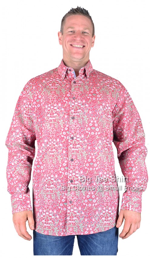 Coral Pink Lizard King Taylor Floral Long Sleeve Shirt