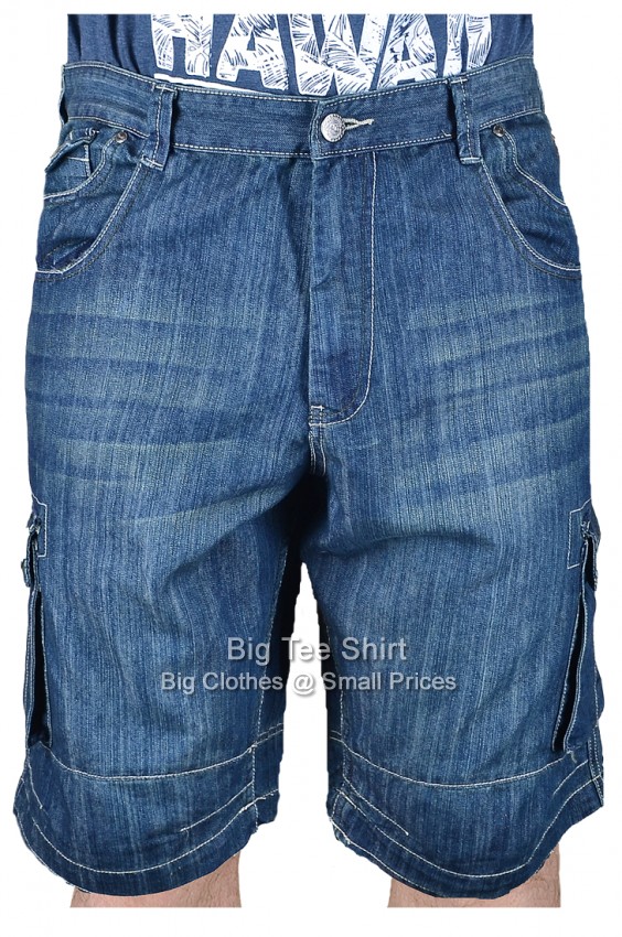 Denim Blue Kam Mario Denim Cargo Style Shorts