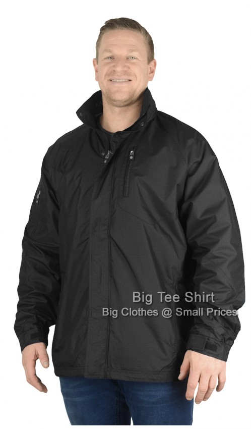 A man wearing a black in colour waterproof jacket.