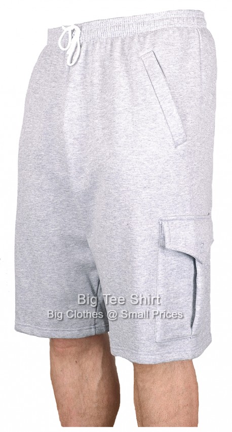Grey Marl Big Tee Shirt Monty Longer Length Cargo Shorts