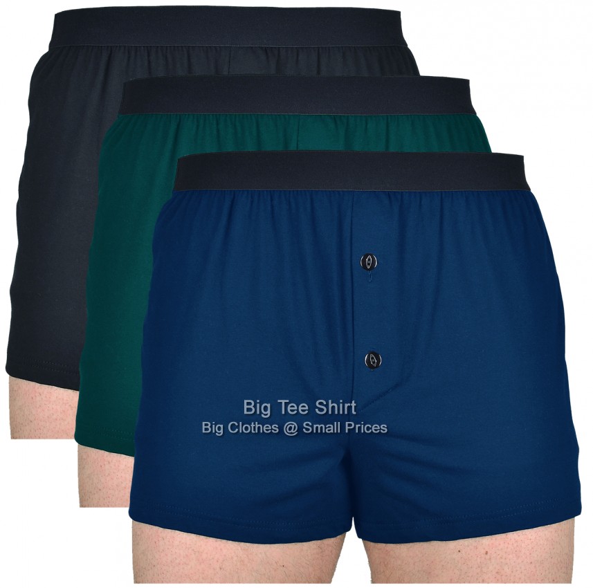 Black Navy Bottle Green Big Tee Shirt Beck Triple Pack Boxer Shorts