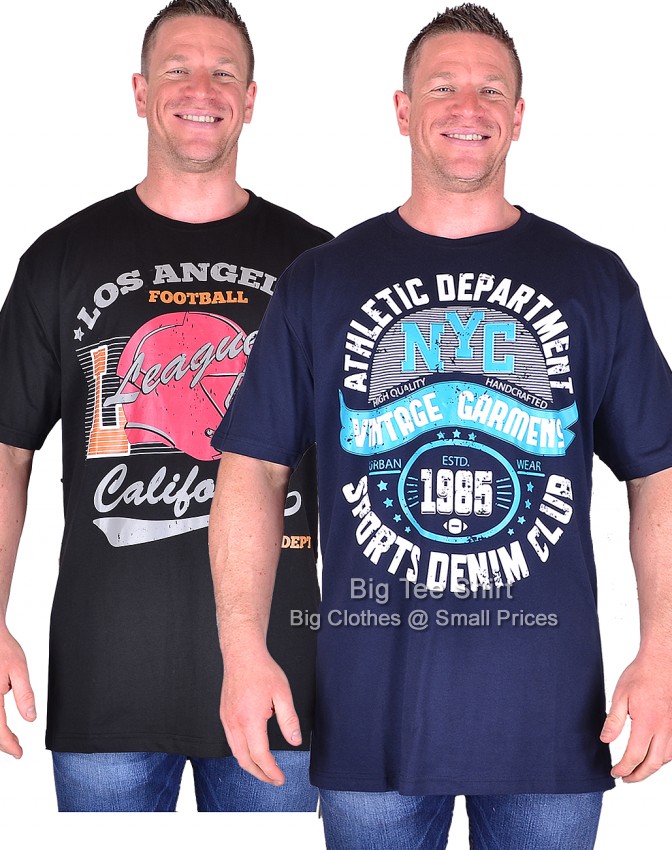 Black and Navy Kam Simon Twin Pack T-Shirts