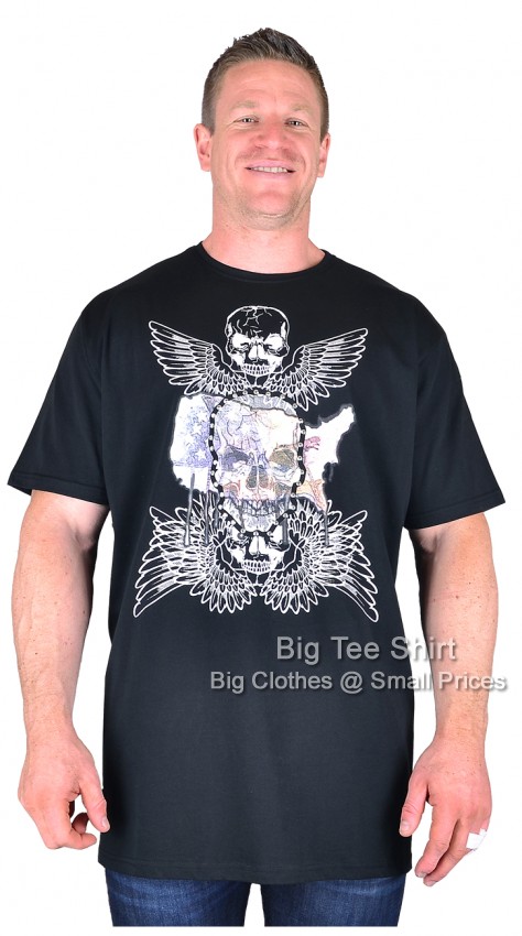 Black Metaphor Skull Wings T-Shirt