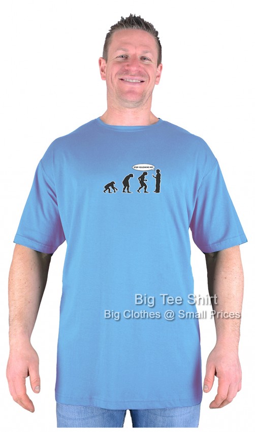 Soft Blue Big Tee Shirt Quit Following T-Shirt