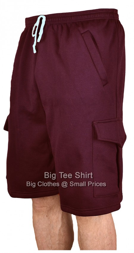 Burgundy Red Big Tee Shirt Monty Longer Length Cargo Shorts