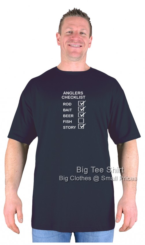 Black BTS Anglers Checklist T-Shirt Sizes 2XL 3XL 4XL 5XL 6XL 7XL 8XL