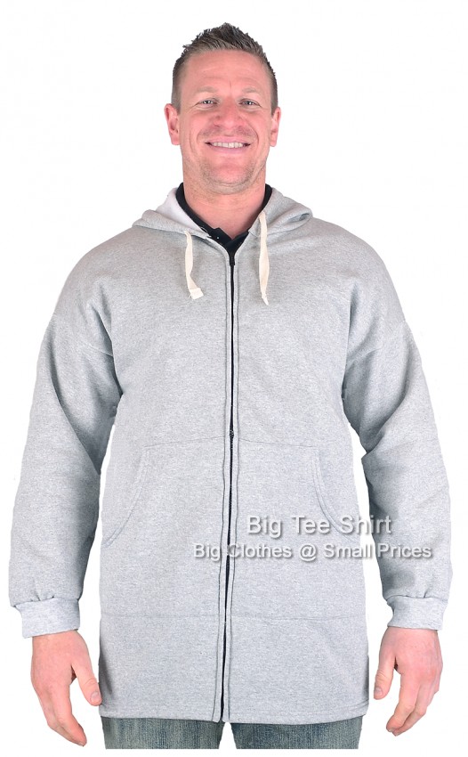 Grey Marl Big Tee Shirt Zip-Up Hoodie 