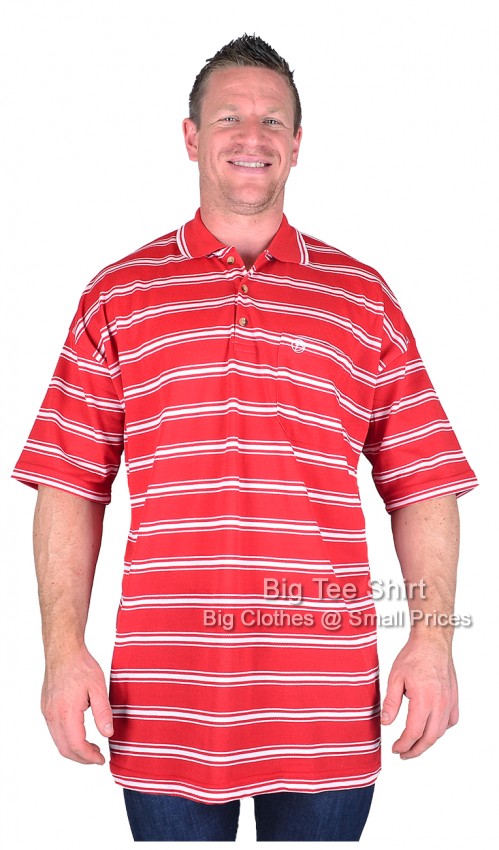Red Striped Brooklyn Clay Polo Shirt