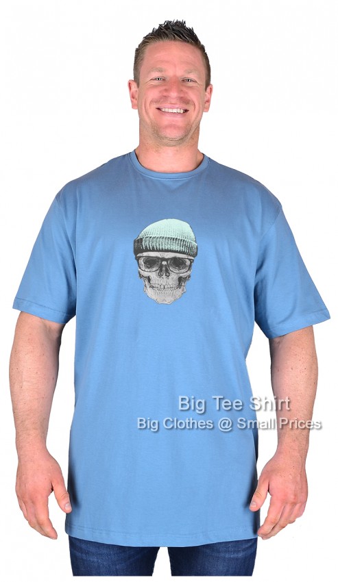 Soft Blue Big Tee Shirt Cosy Skull T-Shirt 
