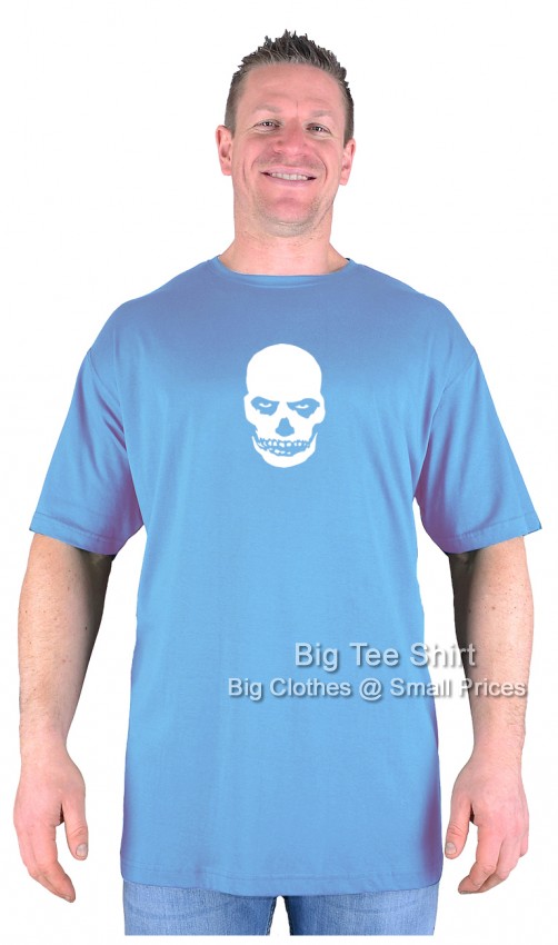 Soft Blue Big Tee Shirt Zombie Skull T-Shirt