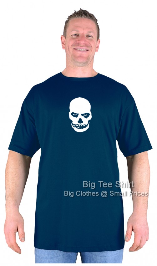 Navy Blue Big Tee Shirt Zombie Skull T-Shirt