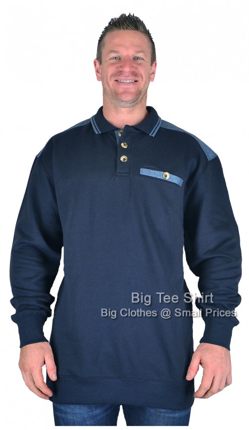 Navy Blue Kam Solo Contrast Sweat Shirt