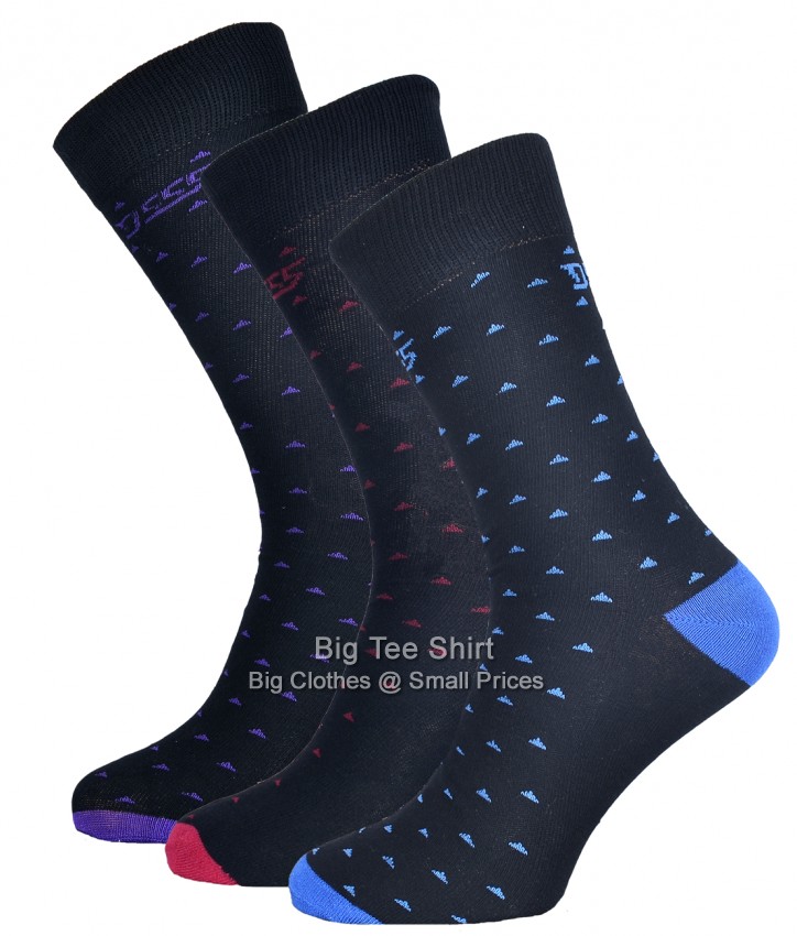Red Blue Purple D555 Bolt Triple Pack Socks