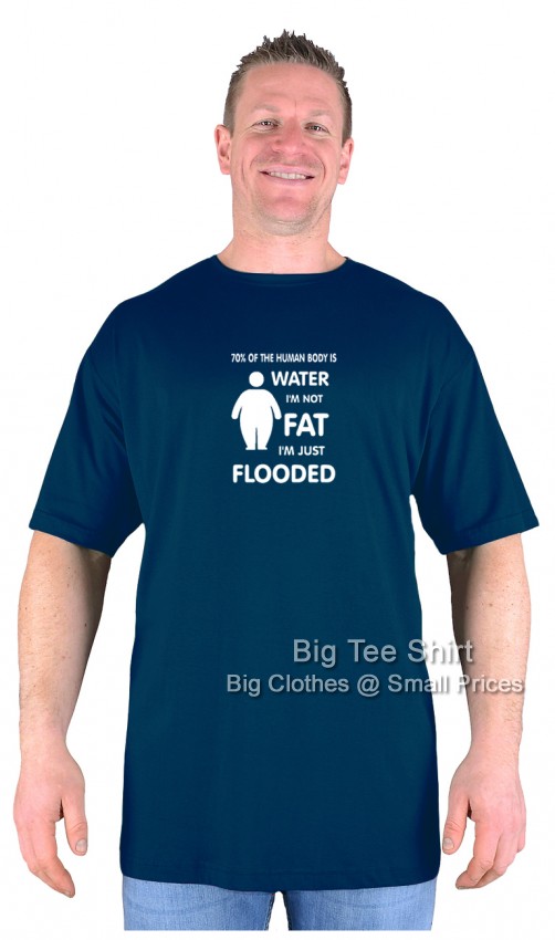 Navy Blue Big Tee Shirt Flooded T-Shirt 