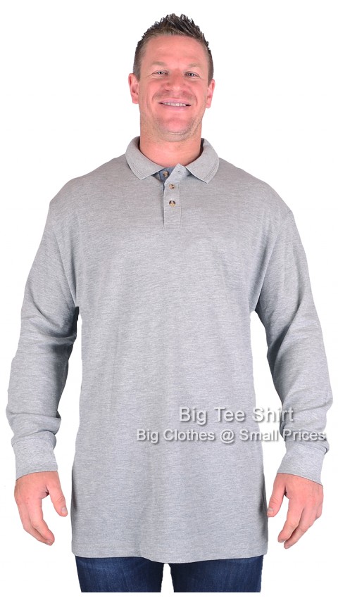 Grey Marl D555 Rickie Long Sleeve Polo Shirt