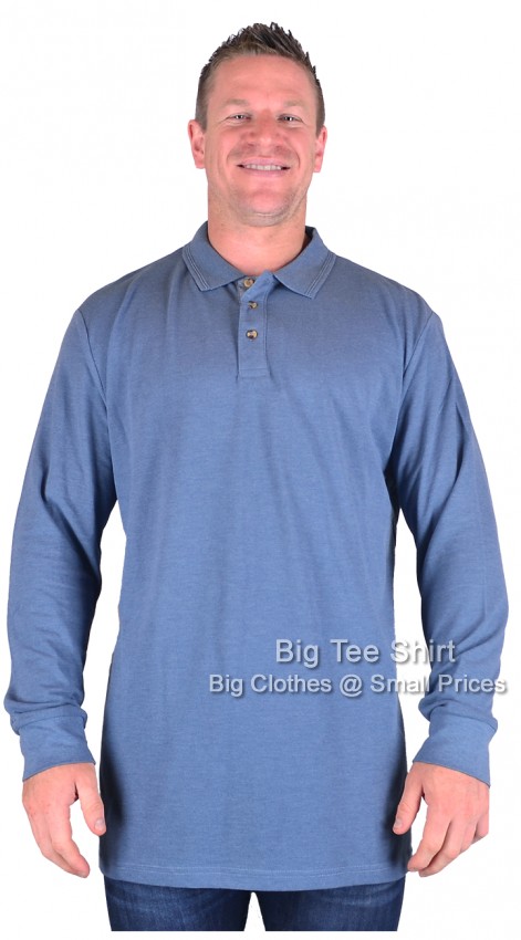 Blue Marl D555 Rickie Long Sleeve Polo Shirt