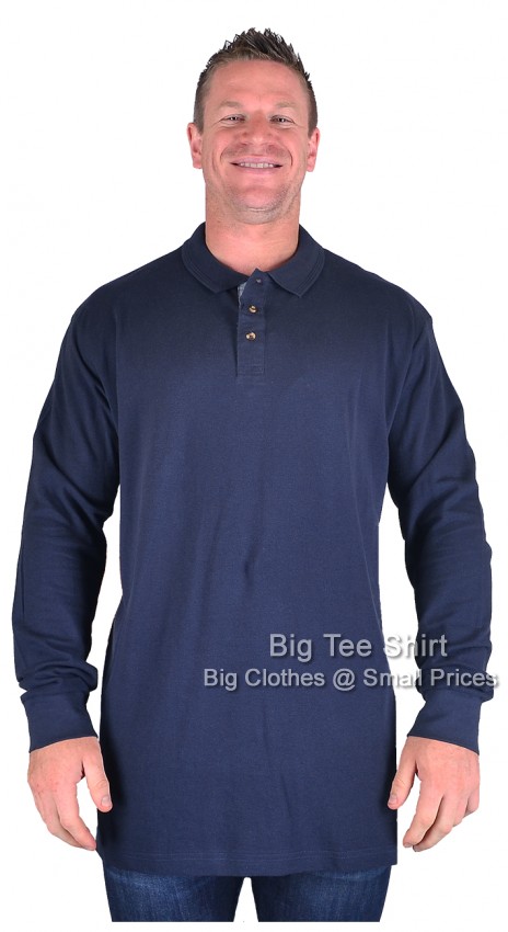 Navy Blue D555 Rickie Long Sleeve Polo Shirt