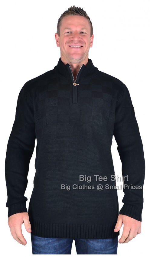 Black D555 Tilden Quarter Zip Knitted Sweater