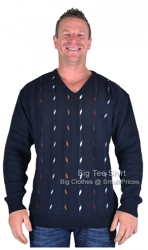 Navy Invicta Gibson V- Neck Jumper 2xl 3xl 4xl 5xl - EOL