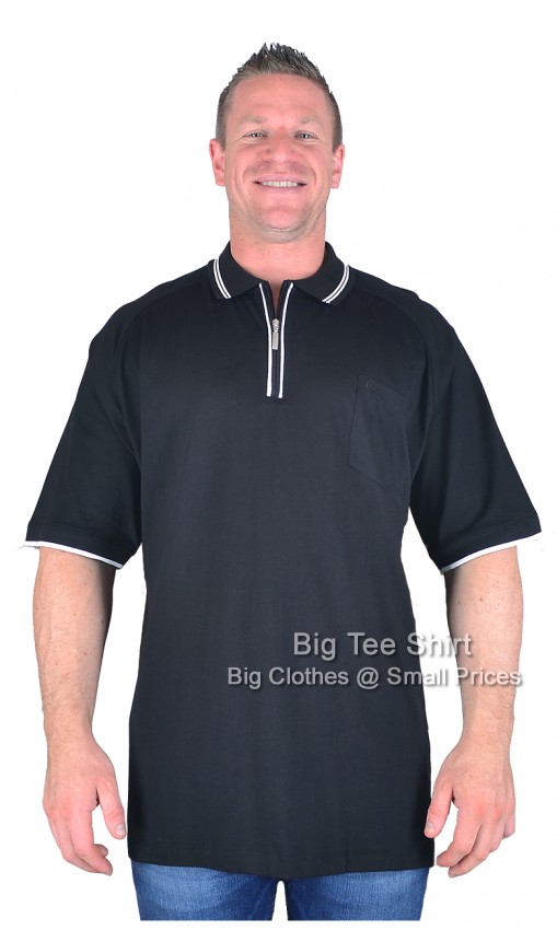 Black Espionage Company Zip Neck Polo Shirt