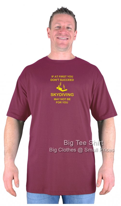Wine Red Big Tee Shirt Sky Diving T-Shirt
