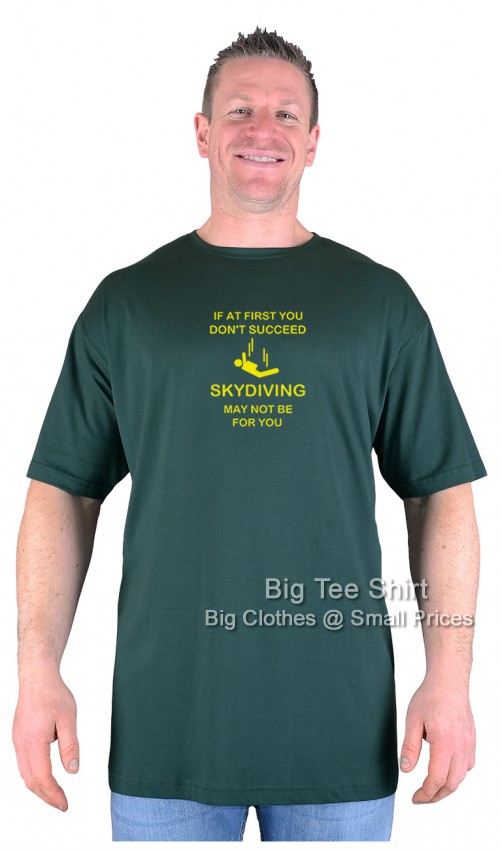 Bottle Green Big Tee Shirt Sky Diving T-Shirt