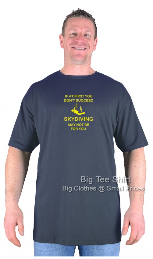 Charcoal Grey Big Tee Shirt Sky Diving T-Shirt