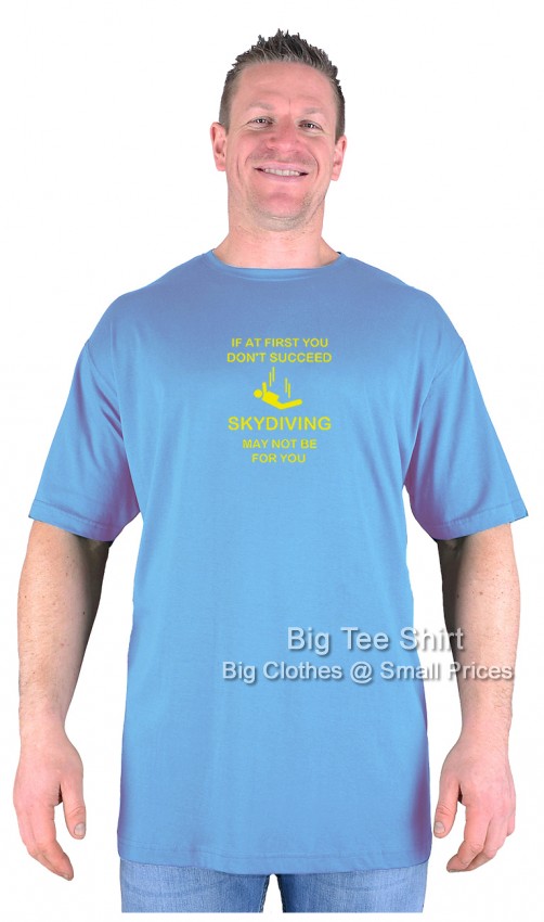 Soft Blue Big Tee Shirt Sky Diving T-Shirt