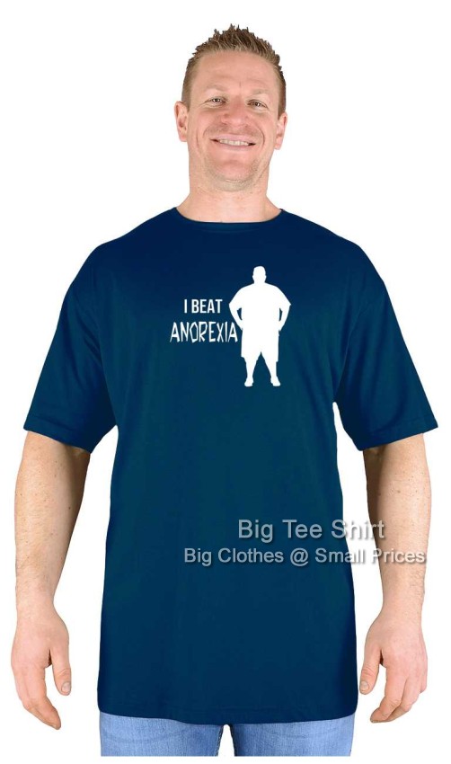 Navy Blue Big Tee Shirt I Beat Anorexia T-Shirt
