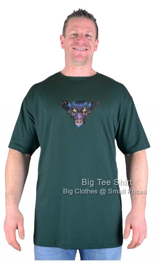 Bottle Green Big Tee Shirt Evil Dragon T-Shirt 