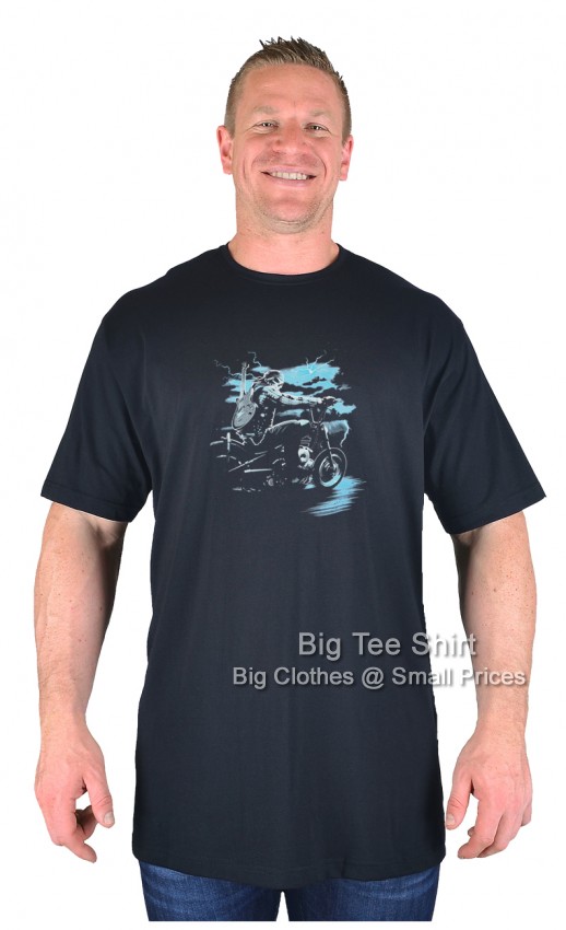 Black Big Tee Shirt Guitar Biker T-Shirt