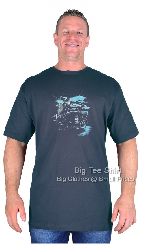 Charcoal Grey Big Tee Shirt Guitar Biker T-Shirt