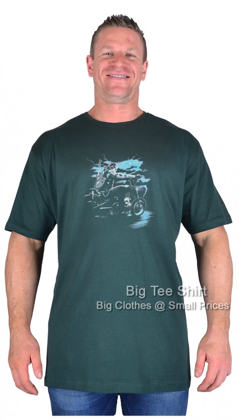Bottle Green Big Tee Shirt Guitar Biker T-Shirt
