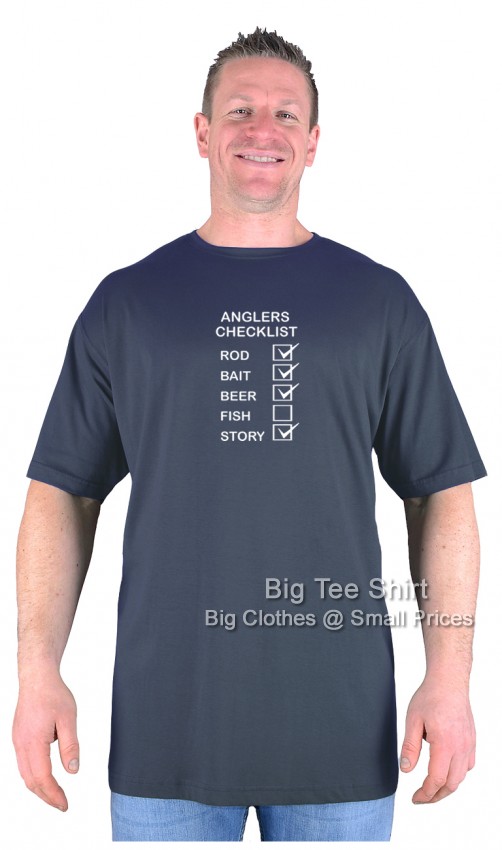 Charcoal Grey Big Tee Shirt Anglers Checklist T-Shirt
