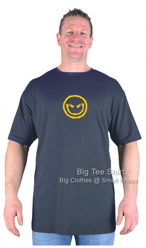 Charcoal Grey Big Tee Shirt Scary Smiley T-Shirt 