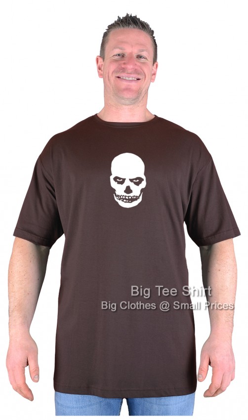 Chocolate Brown Big Tee Shirt Zombie Skull T-Shirt