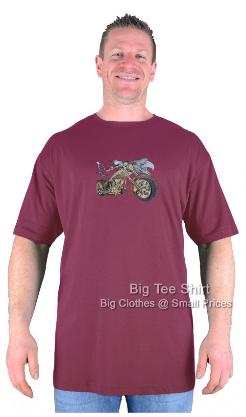 Wine Red Big Tee Shirt Road Eagle Biker T-Shirt