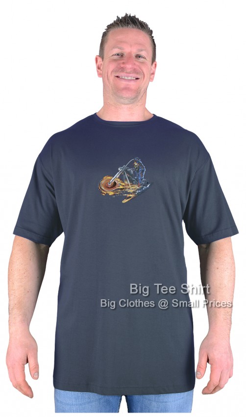 Charcoal Grey Big Tee Shirt Flaming Wheels T-Shirt