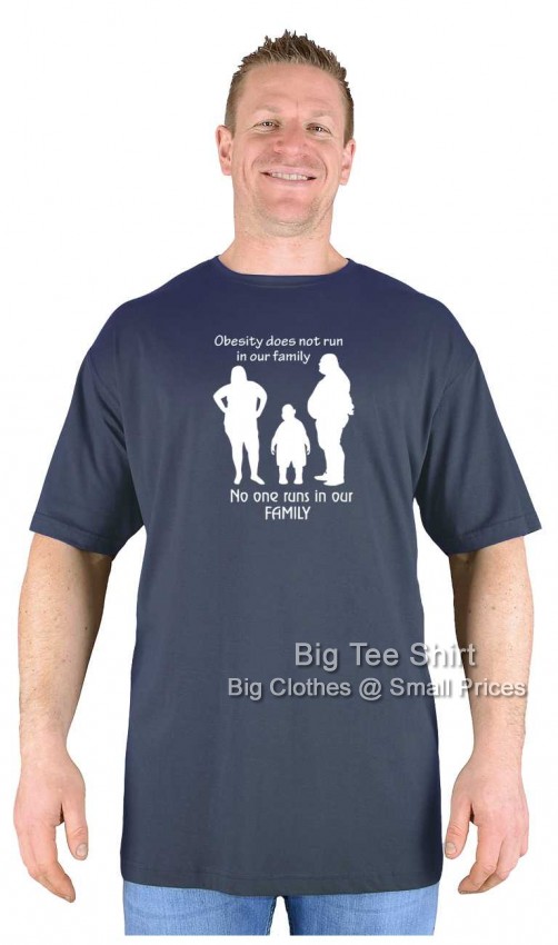 Charcoal Grey Big Tee Shirt Obesity Non Runner T-Shirt 
