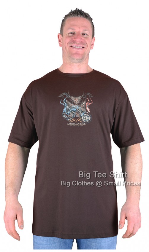 Chocolate Brown Big Tee Shirt Ride America Biker T-Shirt