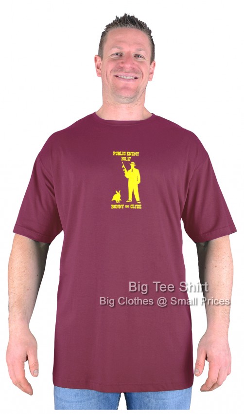 Wine Red Big Tee Shirt Bunny and Clyde T-Shirt  