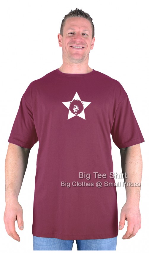 Wine Red Big Tee Shirt Jimi Hendrix T-Shirt